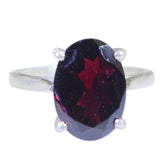 Natalia Boho Red Solitaire Ring with Oval Gemstone Garnet Red