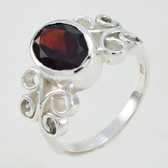Riya Boho Red Solitaire Ring with Elegant Silver Design