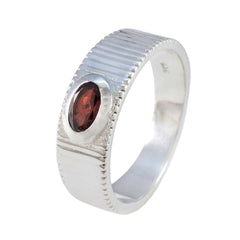 Sofia Boho Red Solitaire Ring with Silver Band
