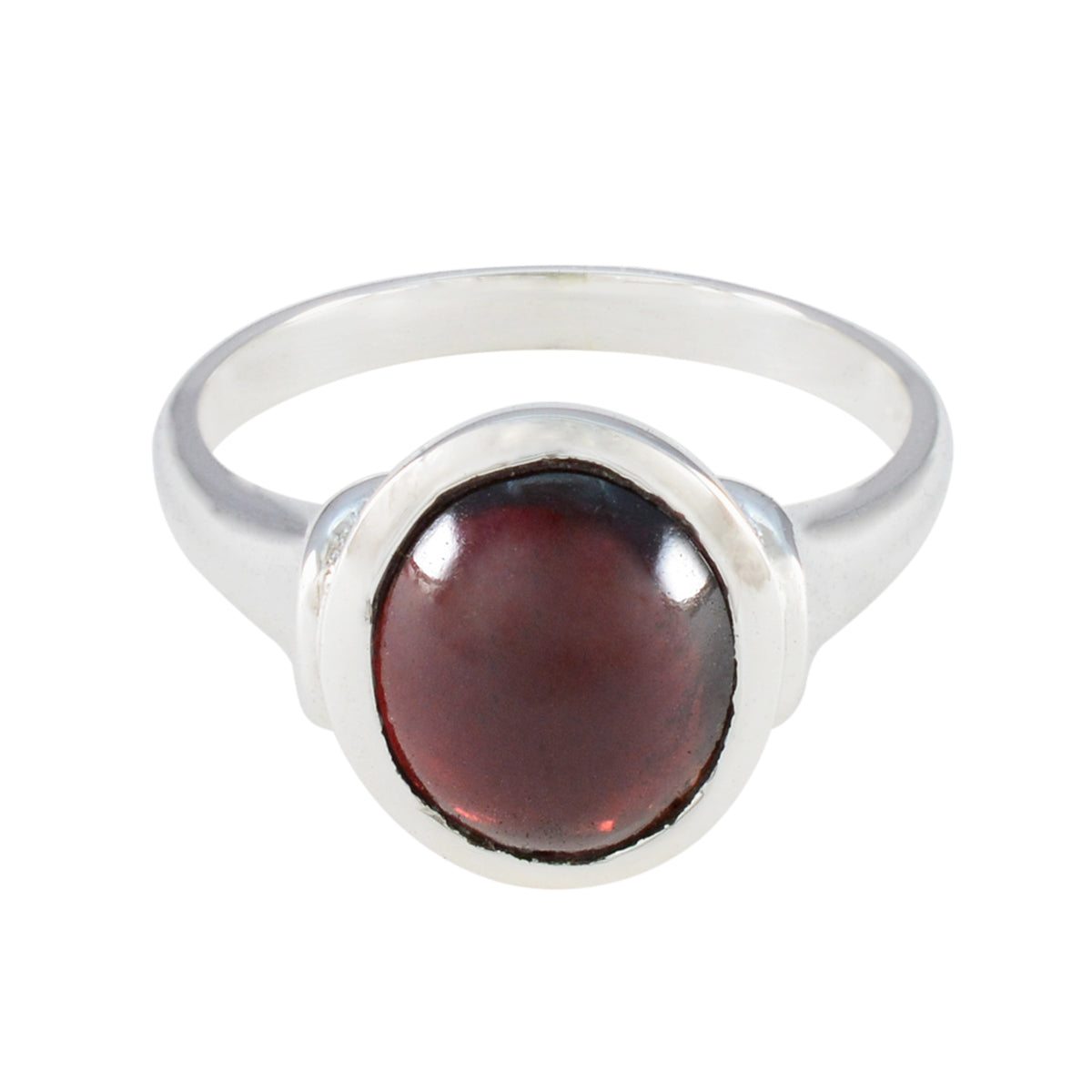 Grace Boho Red Solitaire Ring with Silver Band Garnet Red