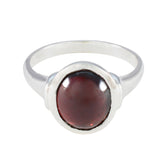 Grace Boho Red Solitaire Ring with Silver Band Garnet Red