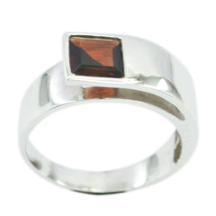 Ayesha Boho Red Solitaire Ring with Square Gemstone Garnet Red