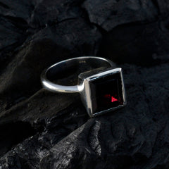 Liyana Boho Red Solitaire Ring with Square Gemstone