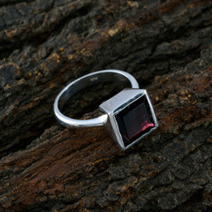 Liyana Boho Red Solitaire Ring with Square Gemstone