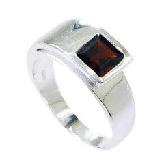 Ayesha Boho Red Solitaire Ring with Square Gemstone