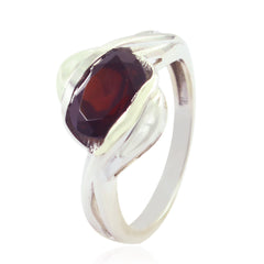 Amanda Boho Red Solitaire Ring with Silver Setting