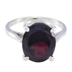 Natalia Boho Red Solitaire Ring with Oval Gemstone