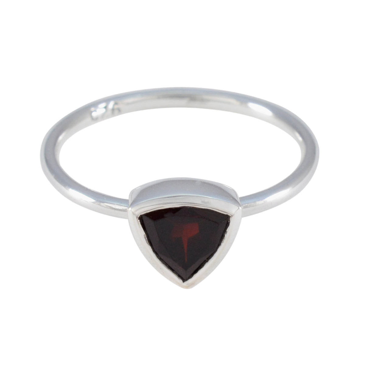 Sara Boho Red Solitaire Ring in Sterling Silver Garnet Red