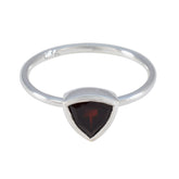Sara Boho Red Solitaire Ring in Sterling Silver Garnet Red