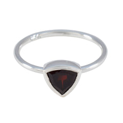 Sara Boho Red Solitaire Ring in Sterling Silver Garnet Red