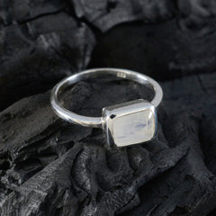 Natalie Boho White Solitaire Ring with Rectangular Stone