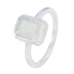 Ji-eun Boho White Solitaire Ring with Gemstone