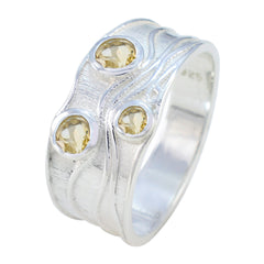Pauline silver ring featuring three yellow gemstones in a boho yellow gemstone ring design