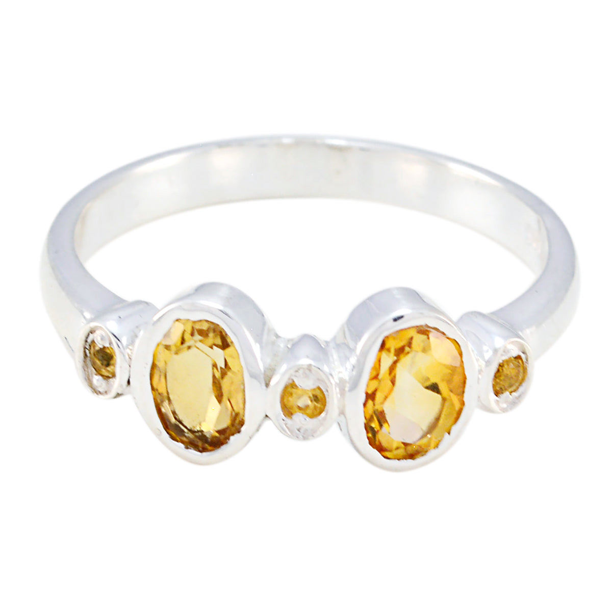Rina Boho Yellow Gemstone Ring in Sterling Silver Citrine Yellow