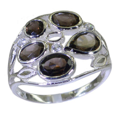 Nisa silver ring featuring multiple brown gemstones in unique design brown gemstone cocktail ring