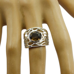 Bruna Brown Gemstone Fashion Ring with Silver Design