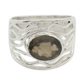 Bruna Brown Gemstone Fashion Ring with Silver Design smoky quartz Brown