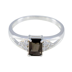 Bella Brown Gemstone Halo Ring with Silver Setting Smoky Quartz Brown