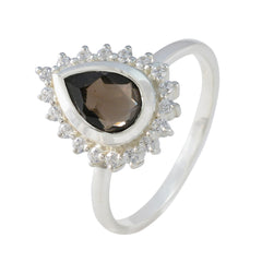 Wen Brown Gemstone Halo Ring with Pear Cut Stone