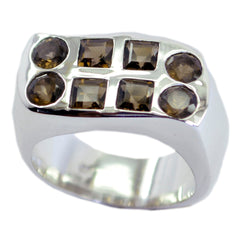 Sophia brown gemstone octagon ring with polished silver band and multiple brown gemstones