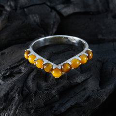 Angel brown gemstone ring with polished silver band featuring round brown stones