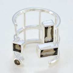 Fernanda silver adjustable ring with three rectangular brown gemstones brown gemstone signet ring