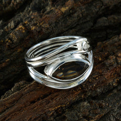 Victoria silver ring with marquise brown gemstone toi et moi ring design and small round accent diamond on bark