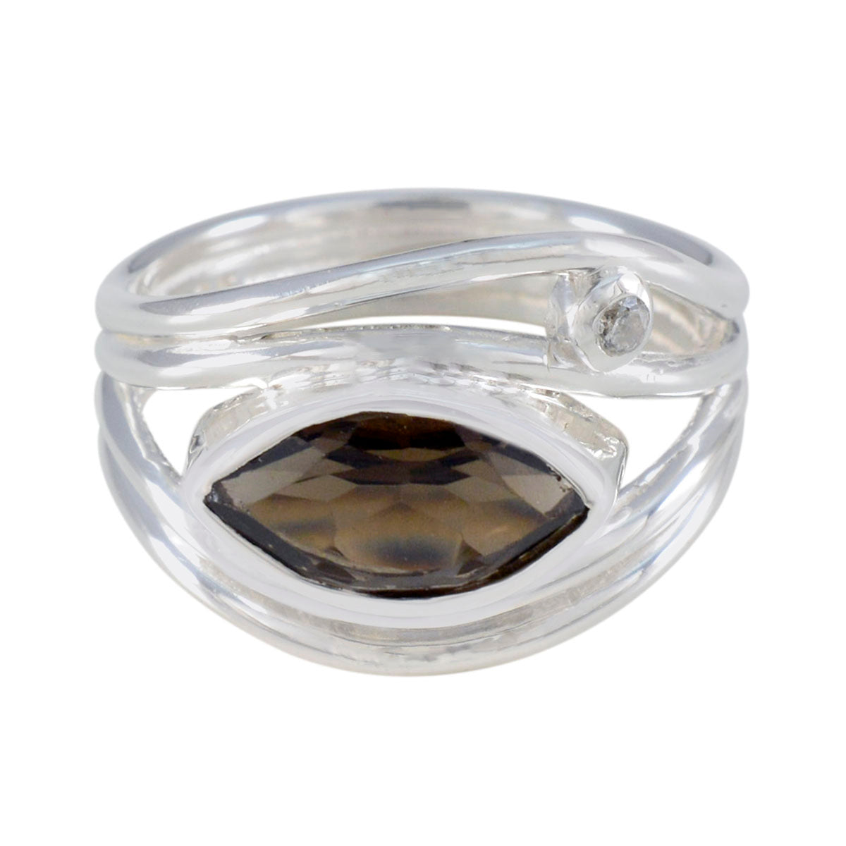 Victoria brown gemstone toi et moi ring sterling silver marquise brown stone wrap band with small clear accent