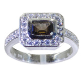 Aisha Brown Halo Ring for Women with Gemstone Accent smoky quartz Brown