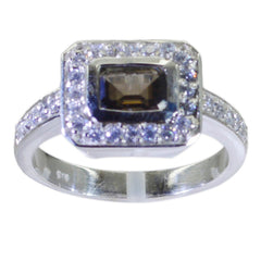 Aisha Brown Halo Ring for Women with Gemstone Accent smoky quartz Brown