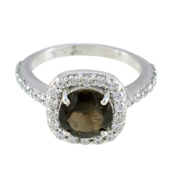 Ines Brown Halo Ring for Women with White Crystals Smoky Quartz Brown