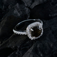 Ines Brown Halo Ring for Women with White Crystals