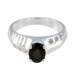 Aisha Brown Halo Ring For Women Sterling Silver Gemstone Smoky Quartz Brown