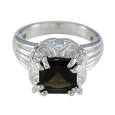 Chloe Brown Halo Ring for Women with Gemstone Elegance Smoky Quartz Brown