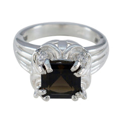 Chloe Brown Halo Ring for Women with Gemstone Elegance Smoky Quartz Brown