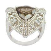 Cecilia Brown Halo Ring for Women with Intricate Design smoky quartz Brown