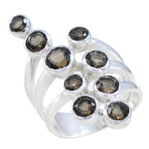 Nova brown Navratna ring featuring multiple round brown gemstones set in silver band