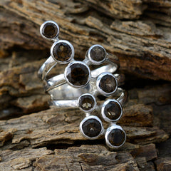 Nova brown Navratna ring with multiple round brown gemstones set in silver band