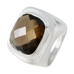 Ines Brown Solitaire Gemstone Ring with Silver Band