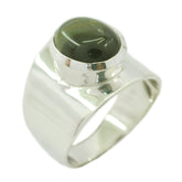 Kristine brown solitaire gemstone ring with wide silver band and polished brown stone