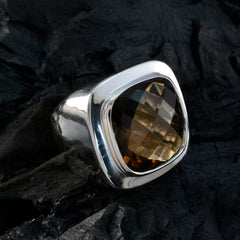 Ines Brown Solitaire Gemstone Ring with Silver Band