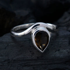 Yasmin Brown Solitaire Gemstone Ring in Silver