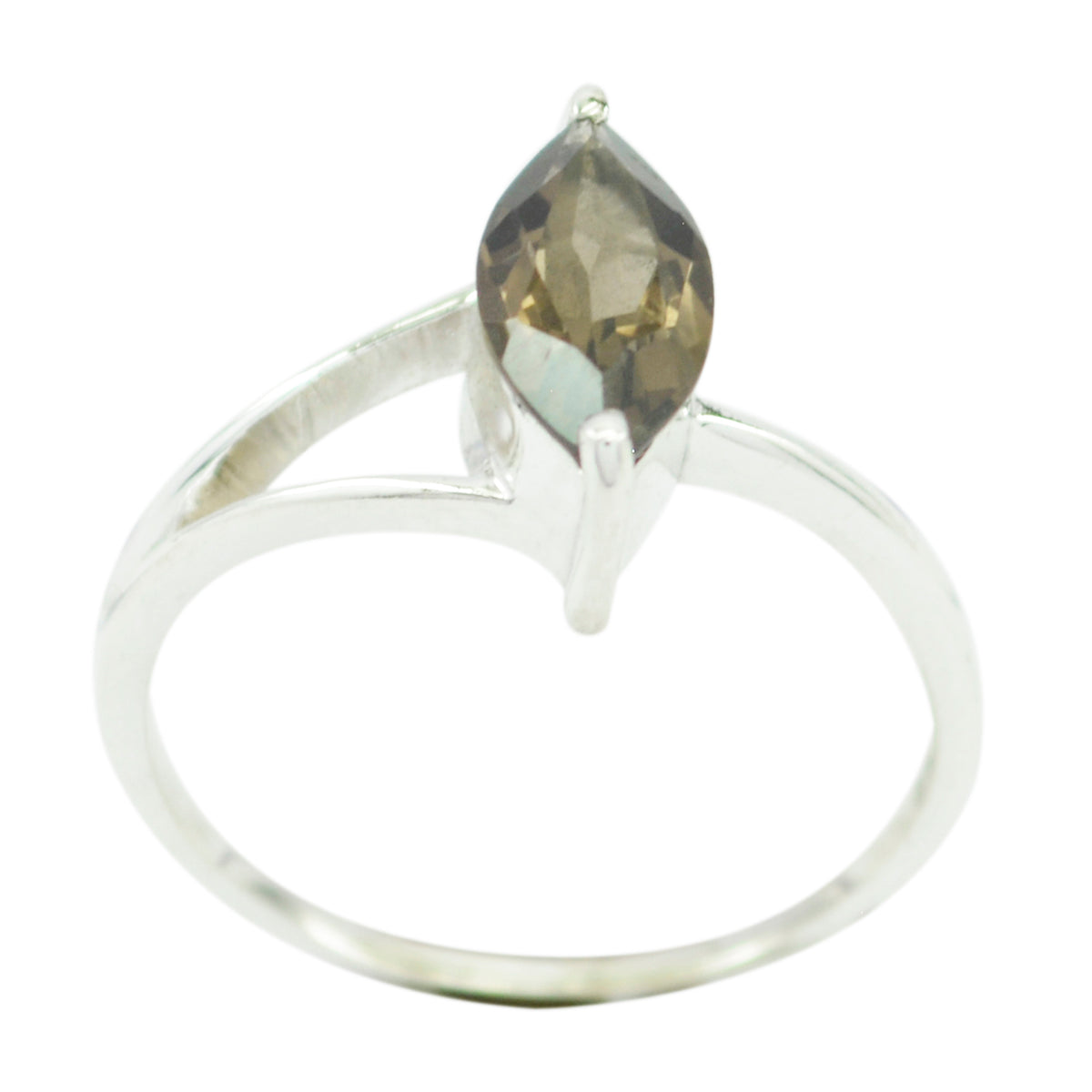 Abigail Brown Solitaire Gemstone Ring in Sterling Silver smoky quartz Brown