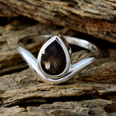 Yasmin Brown Solitaire Gemstone Ring in Silver