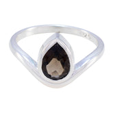 Yasmin Brown Solitaire Gemstone Ring in Silver smoky quartz Brown
