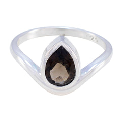 Yasmin Brown Solitaire Gemstone Ring in Silver smoky quartz Brown
