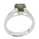 Ayesha Graceful Brown Solitaire Ring smoky quartz Brown