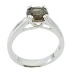 Ayesha Graceful Brown Solitaire Ring smoky quartz Brown