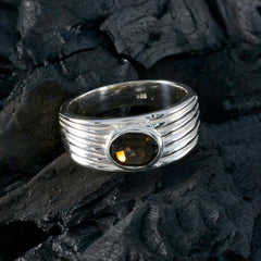 Addison Brown Solitaire Ring with Silver Band