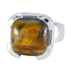 Teresa Brown Solitaire Ring with Tiger Eye Gemstone Tiger Eye Brown